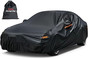 Kayme Bâche Voiture Étanche Respirante, 7 Couches Housse de Protection Voiture Extérieur Contre Pluie Soleil Poussière, Compatible avec Audi A3, CLA, Mazda 3, Cascada etc. pour Berline 450 à 470 cm…