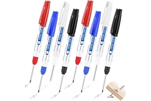 RAIRSKY 8 Pezzi Pennarelli per Fori Profondi, Penna Falegname 30mm Pennarello per Fori Profondi, Pennarello Indelebile a Punta Fine, Pennarello per Fori da Trapano, Marcatore Carpentiere per Ccantiere Edile