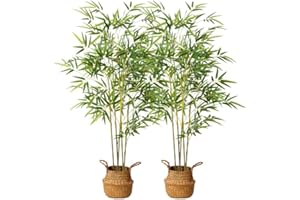 ‎KAZEILA Kazeila Kunstpflanze Bambus Groß 140cm Kunstbaum Künstliche Pflanzen im Topf für Dekoratives Wohnzimmer Wohnung Balkon Büro(2Pack)