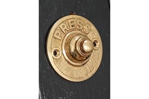 ASSORTED COLLECTIONS ACL Solid Brass Wired Doorbell - Steampunk Door Bell - Edwardian Victorian Style Door Bell Push Button Round Bell – (62 mm)