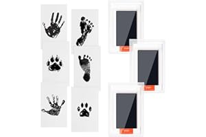OKTAYOCUM Baby & Footprint Kit - Pet Paw Print Kit with 3 Ink Pads and 6 Imprint Cards, Inkless Hand & Footprint Pad, Safe for Baby Hands and Feet, Family Keepsake for Newborn (Black)