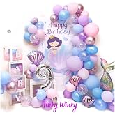 Tinky Winky Deniz Kızı Konsept Metalik Balon Ve Balon Zinciri Seti &Ccedil;ok Renkli