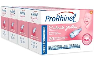 PRORHINEL Embouts Jetables Mouche pour Bébé, pour Nez Bouché, Fabriqué en France, 20 Embouts Souples - Lot de 4