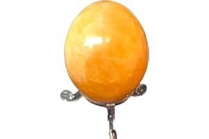 Steinfixx® - Orangencalcit Ei mit Acrylständer I Heilstein I 80-100 Gramm I 5 x 4 cm I Mexiko | Osterdeko