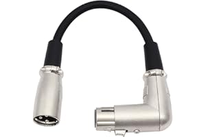 Oluote 3 Pines XLR Macho a Hembra XLR de Angulo Recto Cable de Extensión de Audio de Micrófono (90°FM/M-0.2M)