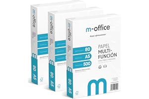 OFITURIA Paquete Folios A5 80gr, 3 Paquetes de 500 hojas, Papel Multifunción para Impresora Inkjet y Láser, Hojas A5 148 x 210 mm Ideales para la Oficina como para el Hogar · m-office (1500 hojas)
