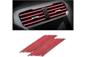 CGEAMDY 20 PCS Car Air Conditioner Decoration Strip, DIY Air Vent Outlet Trim Strip Bendable Car Interior Accessories, Car Molding Strip for Most Air Vent Outlet (Ice Red)