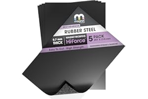 THE MAGNET SHOP TMS Hi-Force® Rubber Steel Sheets | Adhesive Ferrous Metal Sheet for Wargaming Minis Storage or Transportation, Magnetic Displays or Hobby Purposes | 5 Pack | 0.75mm thick | A4 (30×21cm)