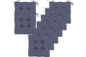 RACE LEAF Lot de 8 coussins de chaise de jardin, coussins de siège pour chaises de salle à manger, coussins de siège pour intérieur et extérieur, pour votre salon, terrasse, voiture, carré, gris foncé