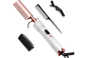 UKLISS Peigne Chauffant, Hot Comb Afro Brosse Chauffante Peigne Electrique, Peigne Cheveux Afro 3 en 1 Homme Avec Écran LCD 120-230℃, Brosse Lissante Cheveux Crepus, Lissant pour Cheveux Court Longs