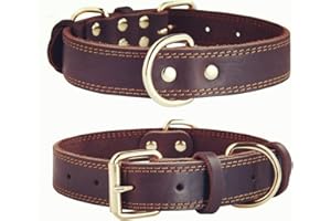 SLZZ Prämie Echtes Leder Hundehalsband/weich Dauerhaft Schwere Echtes Leder Hundehalsband für Rüde Weiblich Kleine X-Kleine Mittlere Große X-Große Hunde