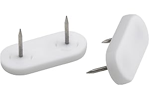 Metafranc Ślizgacze meblowe 45 x 20 mm – tworzywo sztuczne – z gwoździem – białe – 4 sztuki – odporne na przekręcenie – nadają się do użytku na zewnątrz/zestaw ślizgaczy do mebli do wrażliwych