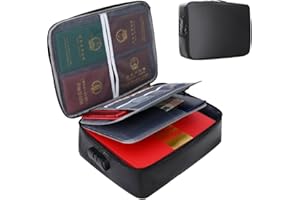 YOPOTIKA Caja de documentos ignífuga, caja organizadora de documentos de 3 capas de gran capacidad con cerradura, almacenamiento de archivos para oficina en casa, documentos importantes, certificados
