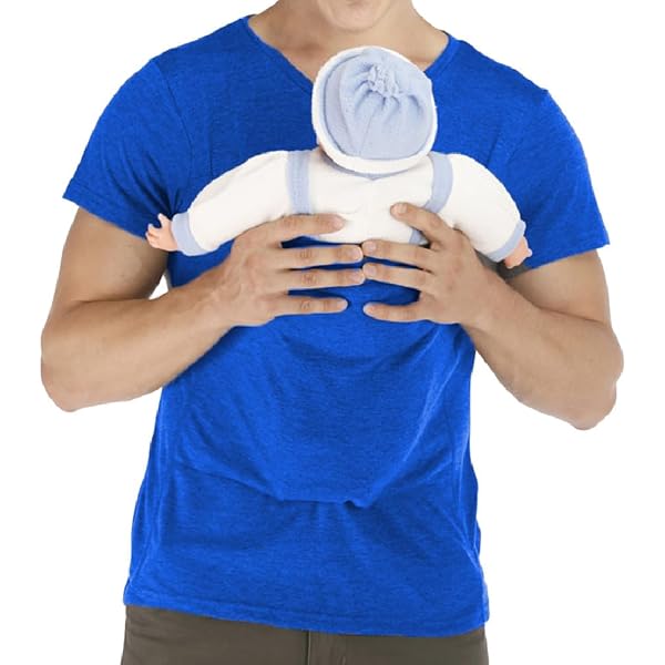 Chemise Porte-bébé Kangourou Pour Homme - T-shirt Peau à Peau Avec Poche - Coupe Ajustée Coton Extensible 3.2-6.8kg - Noir - 10