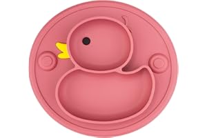 Qshare Ciotola in silicone per bambini, con aspirazione, set da tavola antiscivolo per seggiolone, senza BPA, lavabile in lavastoviglie e forno a microonde, per bambini