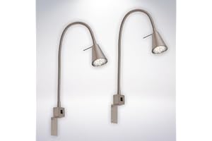 ‎BRILONER BRILONER - Zestaw 2 Lamp LED do Czytania, Włącznik/Wyłącznik, Wychylna z Wieloma Pozycjami, Lampa Ścienna, Lampka Nocna