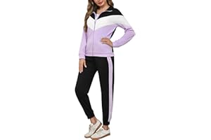 Marvmys Tuta Donna Completa Sportivo Inverno Set Due Pezzi Colore Contrasto Invernale Sportivi Abbigliamento Jogging Yoga Training Fitness