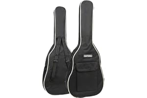SUQ 40/41 Inch Resistente Al Agua Oxford Bolsa de Guitarra con Bolsillo de Atril Música, Funda de Guitarra Universal, Acolchado Interno de 8/10mm Bolsa para Bajo Electrico, Guitarra Acústica (Negro)