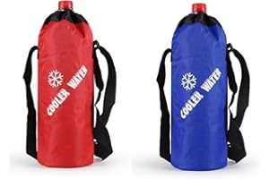 PYEUIFT Sac isotherme pour bouteille d'eau jusqu'à 1,5 l, fermeture éclair et bandoulière réglable, petit sac isotherme pour boissons, glacière pour l'extérieur, les voyages, etc. Rouge et bleu.