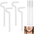 Anti-Wrinkle Straw Set of 4, Reusable Glass Drinking Straw Flute Style Design, Curved No Wrinkle Straws Prevent Wrinkles Sideways Straw For Engaging Lips Horizontally, Reusable Drinking Straws.