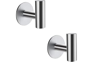 LYLIN Ganci Adesivi, Gancio Adesivo Appendi Portasciugamani in Acciaio Inox, Appendiabiti da Parete Autoadesivo per Cucina e Bagno (Argento 2Pcs)