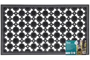 JVL Heavy Duty Rubber Elipse Circles Design Floor Door Mat Suitable for Caravan, Home, Office, 40 x 70 cm