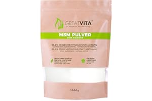 ‎MEA VITA MSM Pulver 1000g - 99,9% Methylsulfonylmethan, feiner & organischer Schwefelpulver - MSM powder zum Mischen in Wasser, Saft & Smoothies - 1kg Vorrat, ohne Zusätze, glutenfrei & non-GMO | GreatVita
