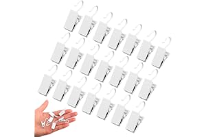 JANYUN 30 Pack Small Heavy-Duty Hook Set Metal Curtain Hangers for Clip Photo Home Decoration Art Craft Display - Black (White)