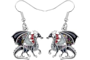 WEVENI Enamel Alloy Cute Dragon Earrings Dinosaur Drop Dangle Fashion Jewelry Charm Gift For Women Girls Ladies