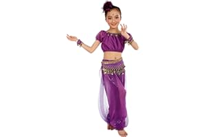 MODAWORLD Kinder Mädchen Bauchtanz Kostüm IndienDance Kleidung Gymnastik für Kinder Mädchen Belly Dance Costumes Indische Tanzkleidung Hip Hop Kleidung Street Dance Outfits Tanzkostüm
