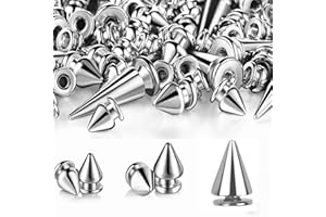 YATEICBC- 100 Pcs Metallo punk rivetti decorativi cono borchie punk punta rivetti vite rivetti metallo fai da te pelle artigianato abbigliamento borse scarpe decorazioni. 7x10mm, 7 * 14mm (argento)
