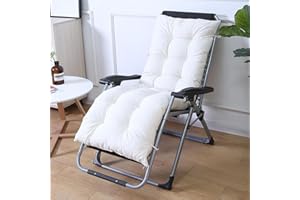 Highdi Coussin de Chaise Longue Jardin Exterieur, Coussin Bain de Soleil, Moderne Matelas Transat Pliable épais avec Sangles antidérapantes pour Terrasse Plage (Blanc,55x153cm)