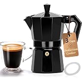 Aigostar Italian Coffee Maker 3 Cups 120 ml, Aluminium, Induction, Black | Intense and aromatic coffee, compact design, suita