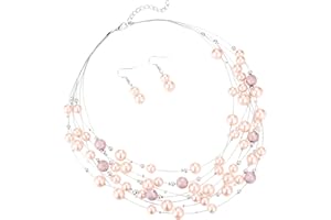 FULU AUTUMN Collana a Strati di Perle da Donna Grosse Collane Bohémien Bigiotteria Corta in Argento Donna Regali Compleanno