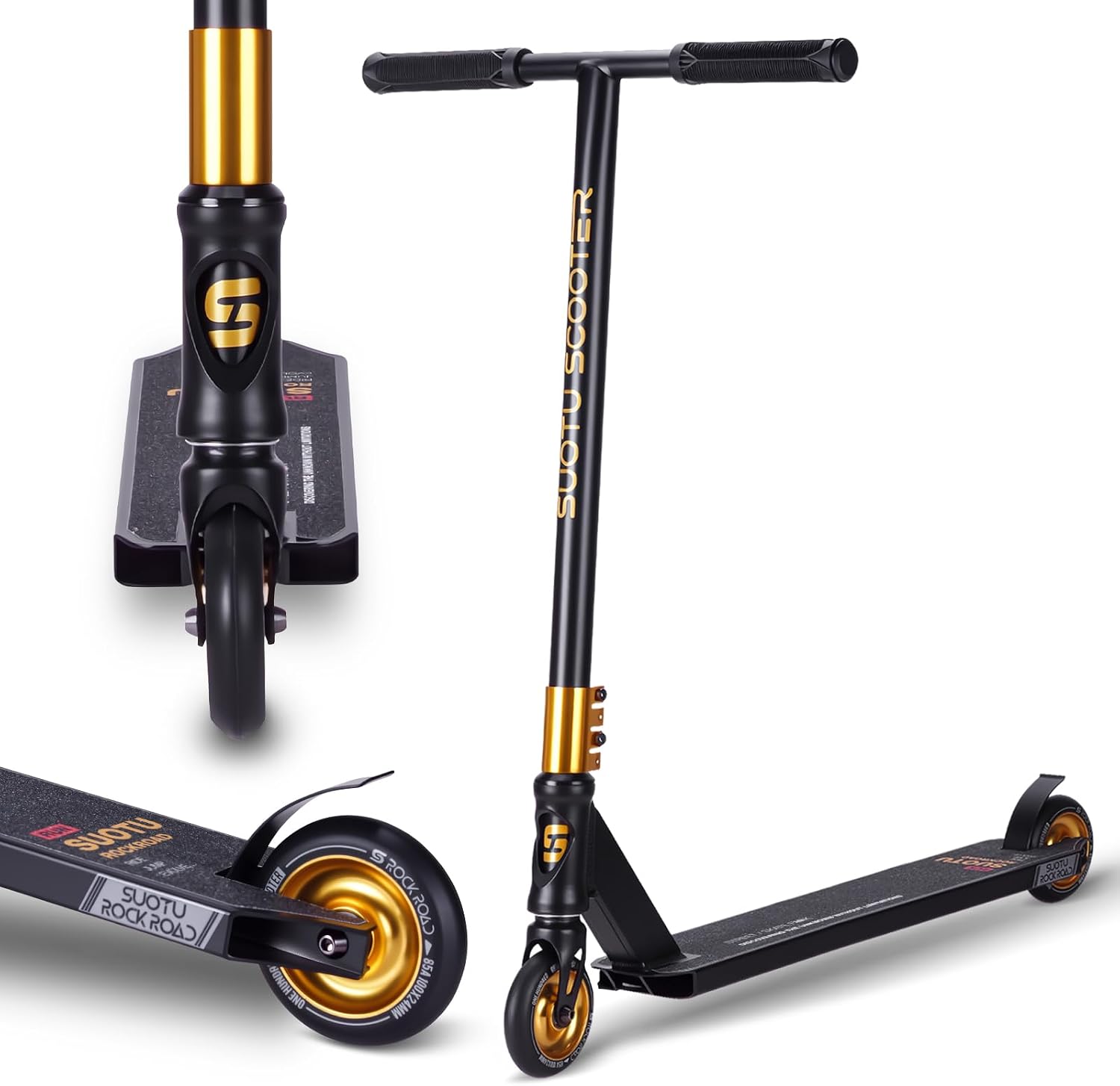 SUOTU Patinete Freestyle, Dirección de 360°, Ruedas de PU de 85A 100 mm, Scooter Freestyle para Niños Adolescente y Adultos, Capacidad Máxima de Carga: 100 kg, Aluminio