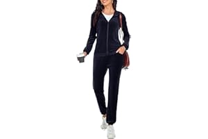 Aottori Tuta Donna Velluto Tuta Ciniglia Invernale Tuta da Ginnastica Casual Tuta Completa Sportiva Tuta Casa Manica Lunga Pigiami Due Pezzi Felpa con Cappuccio e Pantaloni