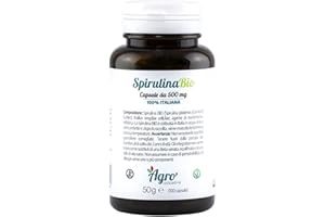 Agroiniziative Integratore alimentare con spirulina biologica, coltivata in Italia. Confezione da 100 capsule.