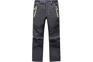 LNFINTDO Kids Waterproof Trousers Boys Girls Walking Trouser with Fleece Lined Winter Thermal Softshell Pants for Outdoor Skiing Hiking