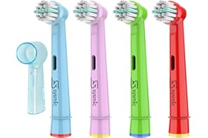 SYSMIC Kids Toothbrush Heads Soft Bristle Compatible with Oral B Kids Toothbrush Head, Childrens Replacement Braun Electric Tooth Brush Heads Pro 4 Pack for Kid Ages 3-5 6-12