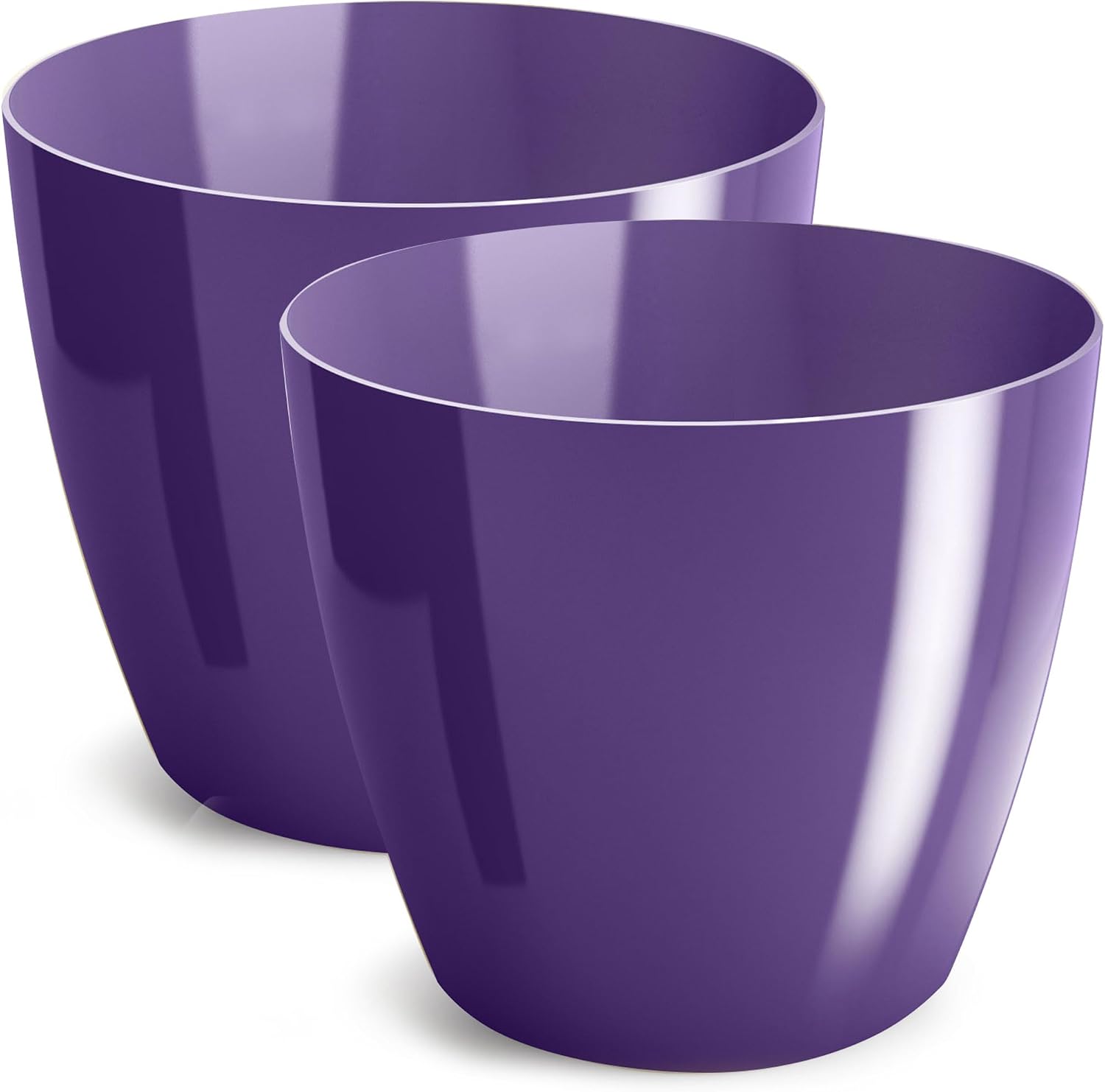 PECZEKO Macetas Brillantes Macetas Decorativas Hierbas Macetas Redondas de plástico duraderas y Ligeras para salón, Comedor, Cocina, terraza, balcón Juego de 2 Piezas (púrpura, diámetro 10 cm)