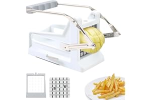 YedZen Potato Chipper, French Fries Cutter with 8 mm and 12mm Steel Blades, Stainless French Fry Cutter, Chip Cutter with 2 Chip Sizes and Handle