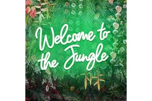 DAKABUKA Panneau néon LED « Welcome to The Jungle » pour décoration murale, panneau lumineux USB pour jardin, maison, porche, magasin, Noël, salon, bar (41 x 28 cm)