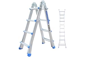 Echelle télescopique de BM TOOLS BMT-4X4-EXT en Aluminium - jusqu'à 4 Mètres, Multi-usages Pliable - jusqu'à 150kg - articulée