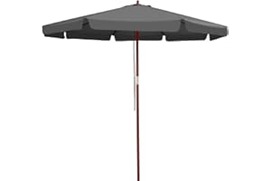 Kingsleeve® Holz Sonnenschirm 330 cm UV Schutz 80+ Schutzhülle Seilzug Groß Rund Stabil Windfest Marktschirm Gartenschirm Terrasse Balkon Anthrazit