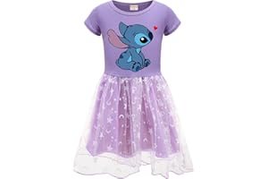 Xpialong Blue Cat Girls' Skirt Casual One-Piece Fluffy Kids Girls Summer Dresses