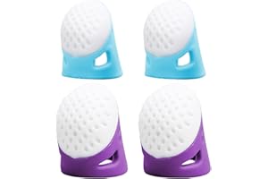 NUDFSY 4 Pcs Thimbles for Sewing, Silicone Finger Protectors Finger Thimble, Rubber Finger Thimbles for Needlework Sewing Knitting Quilting Poke Book Cross Stitch (2 Sizes)