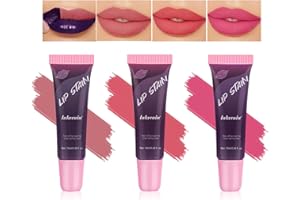 ‎LUCKNEST 3Pcs Peel Off Lip Stain Lip Tint Set, Langlebiger Peel Off Matter Lipgloss,Matte Liquid Lippenstift Nude Lip Gloss Wasserdichter Lip Tint Fleck Antihaft Cup Peel Off Lippenstift für Frauen