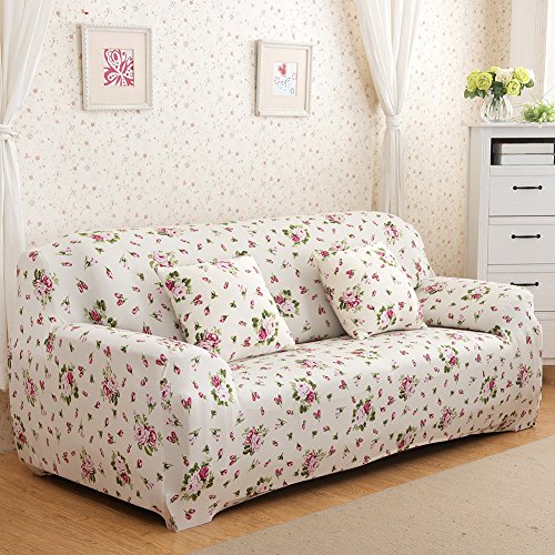 Stretch Sofahusse Sofabezug Sesselbezug Sofaüberwurf Armchair Cover für 1/2 Sitzer LianLe (2 Sitzer 145-185cm, Pfingstrose) - 4