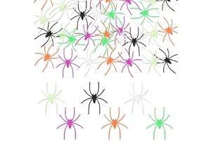 Aoyswuz 150 st Färgglada Dekorativa Spindlar Realistisk Plast Små Spindlar Halloween Team Halloween Skrämmande Spindlar För H