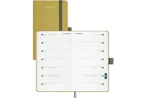 BEZEND Pocket Diary 2026 Week to View with 2 Columns (Jul 25-Dec 26), A6 15.5 x 9 cm. 18-Month Slim Weekly Planner with Dual Schedule, Inner Pocket & Pen Holder, PU Leather Hardback, Mustard